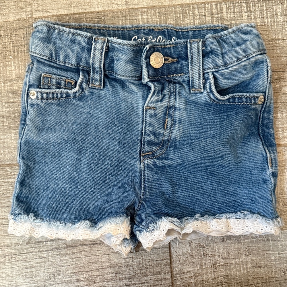 Cat & Jack Blue Denim Shorts with Lace Hem